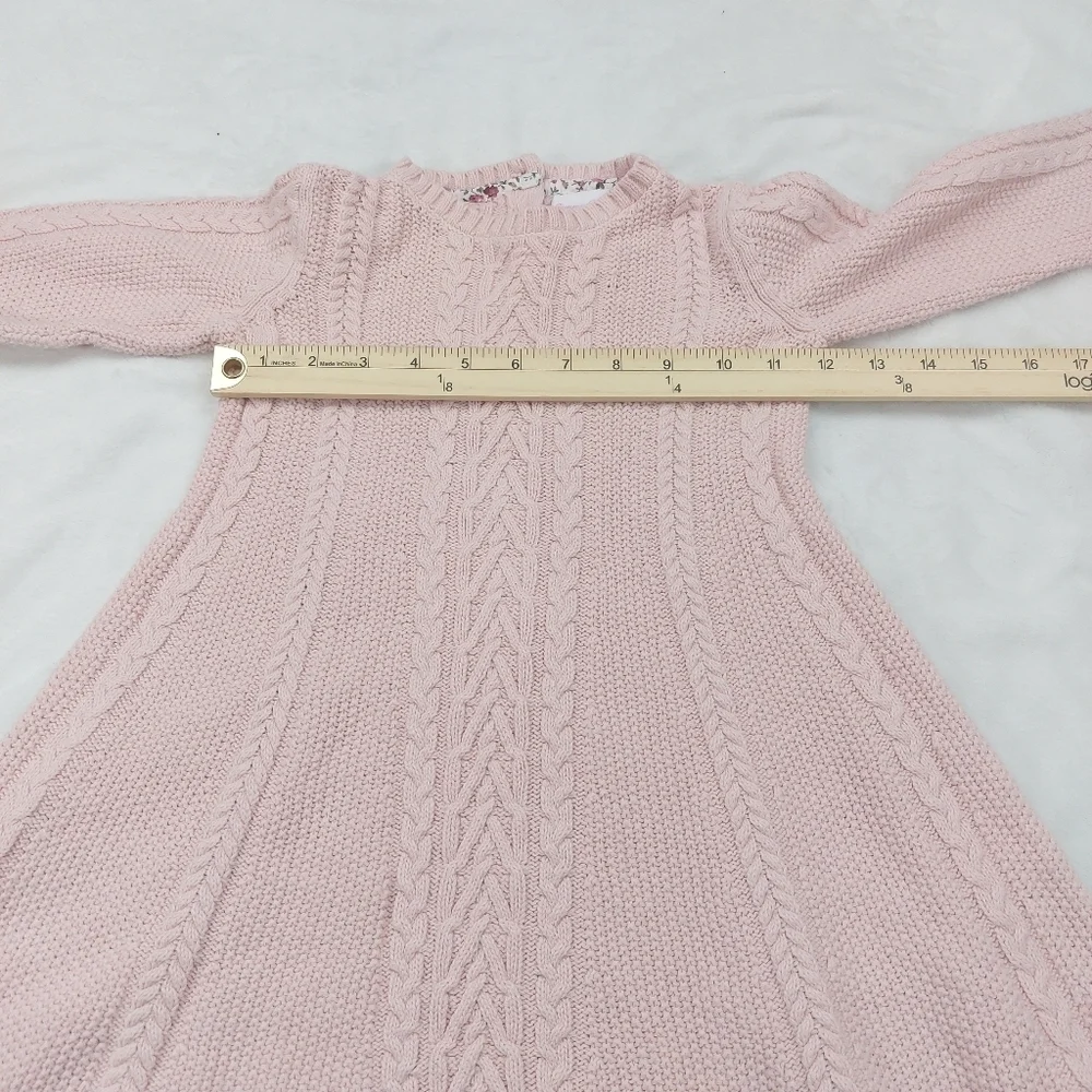 TOMMY BAHAMA GIRLS PINK CABLE KNIT LONG SLEEVE COTTON BLEND SWEATER DRESS SIZE S - Picture 5 of 8